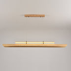 Linear Pendant Light Solid Wood with Integrated LED | Architectural Suspension Luminaire for Kitchen Island and Dining