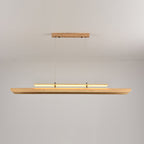 Linear Pendant Light Solid Wood with Integrated LED | Architectural Suspension Luminaire for Kitchen Island and Dining