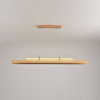 Linear Pendant Light Solid Wood with Integrated LED | Architectural Suspension Luminaire for Kitchen Island and Dining