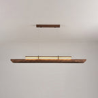 Linear Pendant Light Solid Wood with Integrated LED | Architectural Suspension Luminaire for Kitchen Island and Dining