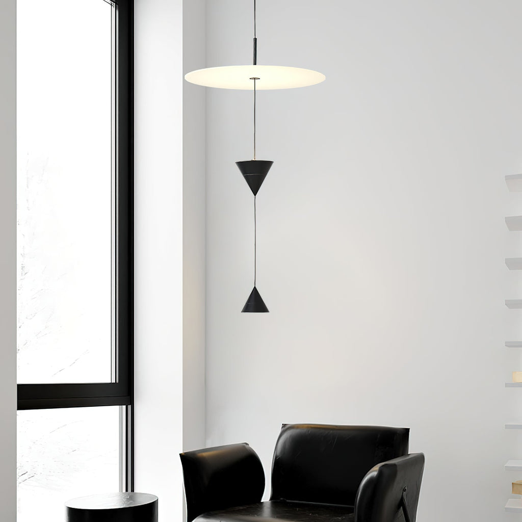 Pendant Light Metal and Acrylic Fixture | Integrated LED with Adjustable Cable | Sloped Ceiling Compatible Modern Indoor Design