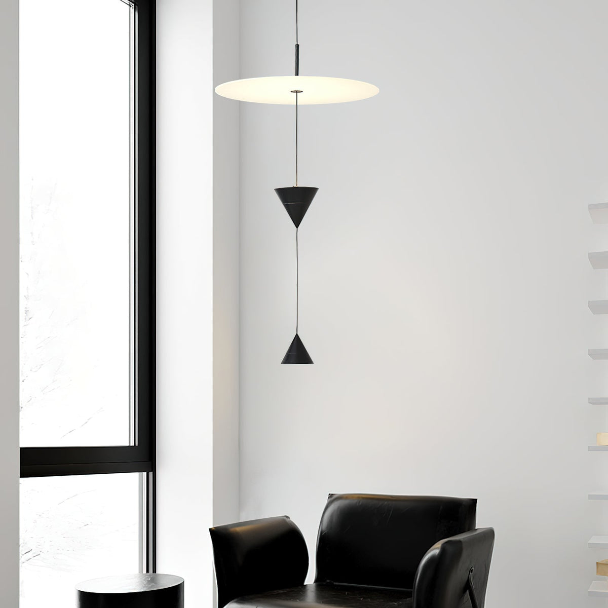 Pendant Light Metal and Acrylic Fixture | Integrated LED with Adjustable Cable | Sloped Ceiling Compatible Modern Indoor Design