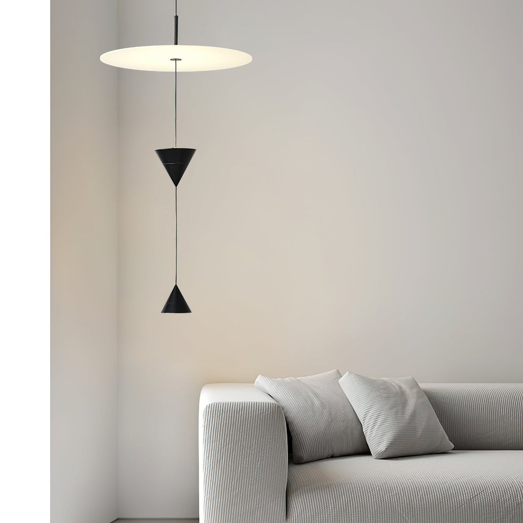 Pendant Light Metal and Acrylic Fixture | Integrated LED with Adjustable Cable | Sloped Ceiling Compatible Modern Indoor Design
