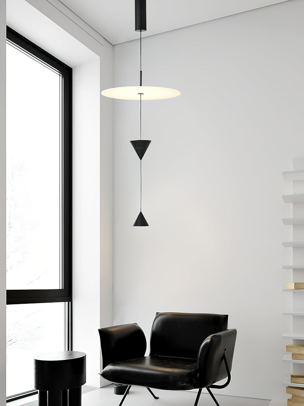 Pendant Light Metal and Acrylic Fixture | Integrated LED with Adjustable Cable | Sloped Ceiling Compatible Modern Indoor Design