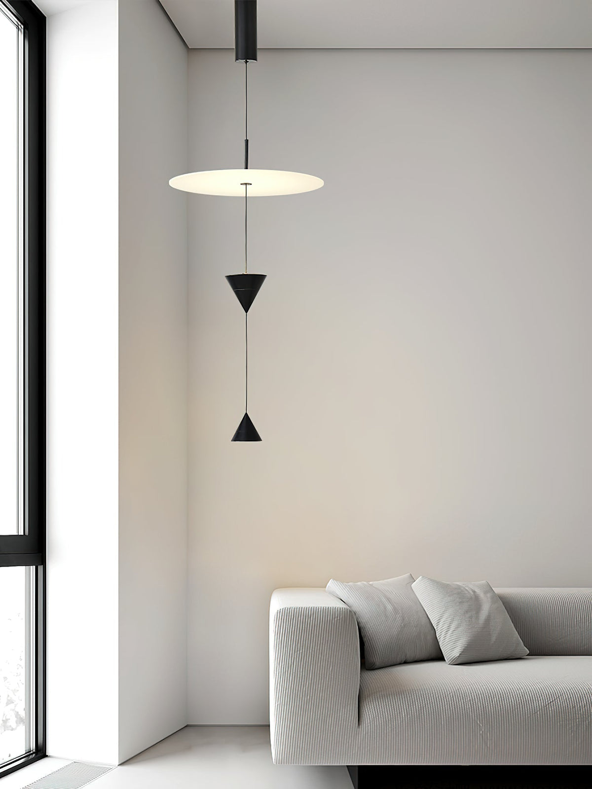 Pendant Light Metal and Acrylic Fixture | Integrated LED with Adjustable Cable | Sloped Ceiling Compatible Modern Indoor Design