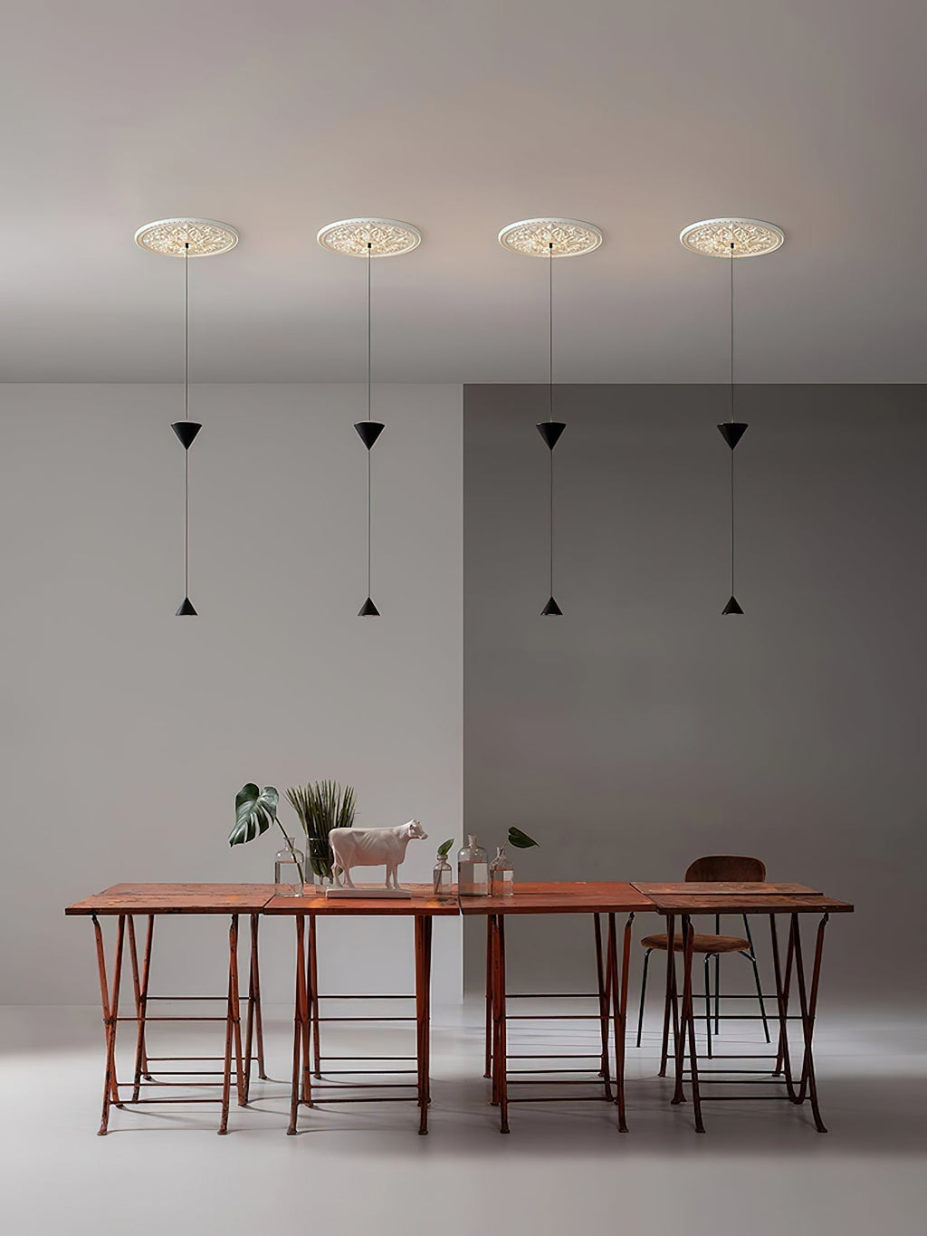 Pendant Light Metal and Acrylic Fixture | Integrated LED with Adjustable Cable | Sloped Ceiling Compatible Modern Indoor Design