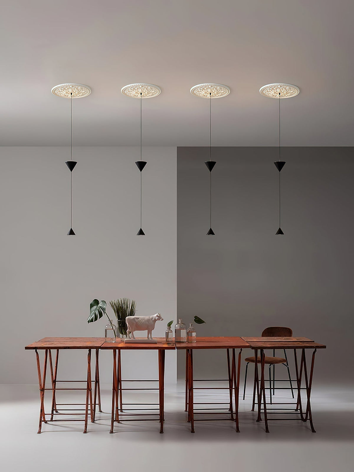 Pendant Light Metal and Acrylic Fixture | Integrated LED with Adjustable Cable | Sloped Ceiling Compatible Modern Indoor Design