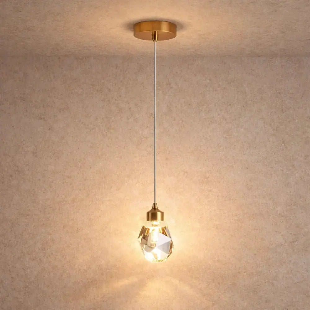 Crystal Glass Pendant Light Metal Wired Suspension | Luminous Clarity Design | Ambient Illumination for Interior Spaces