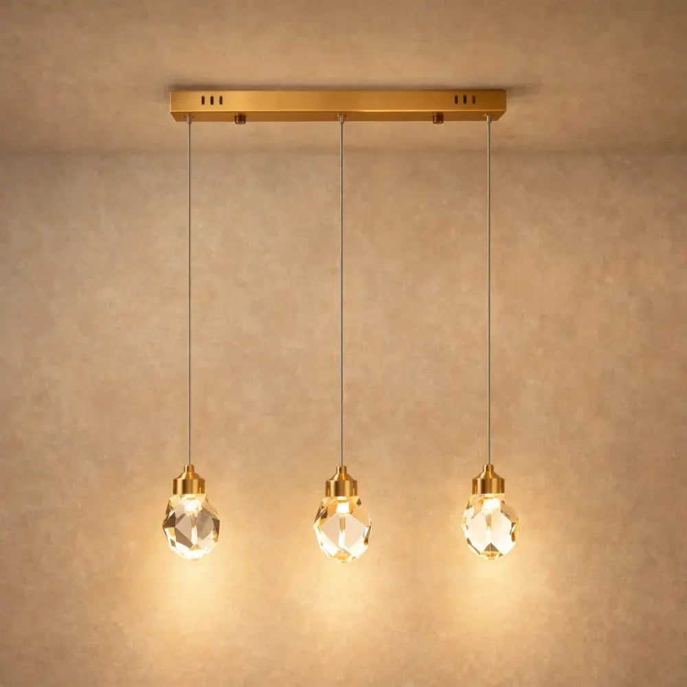 Crystal Glass Pendant Light Metal Wired Suspension | Luminous Clarity Design | Ambient Illumination for Interior Spaces