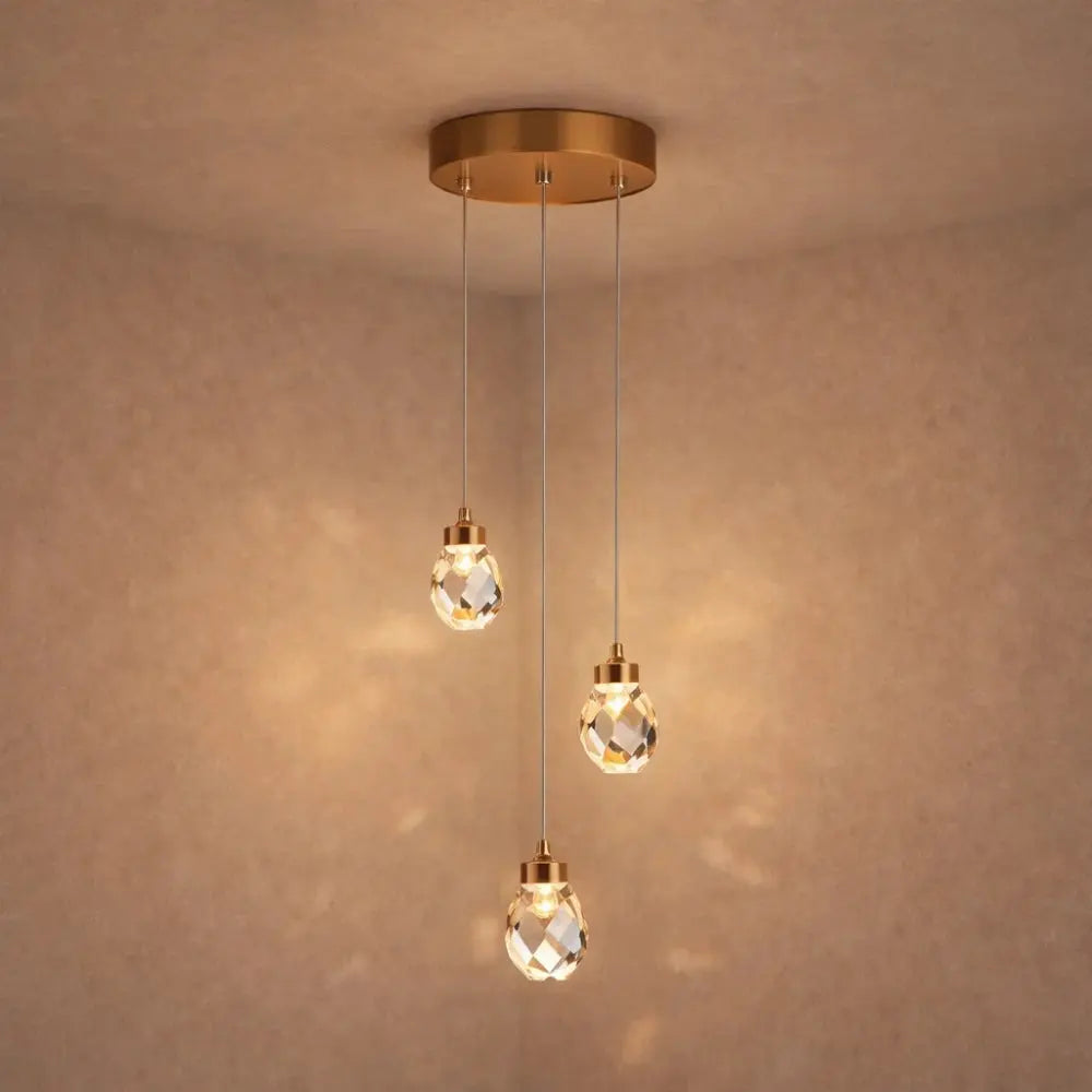 Crystal Glass Pendant Light Metal Wired Suspension | Luminous Clarity Design | Ambient Illumination for Interior Spaces