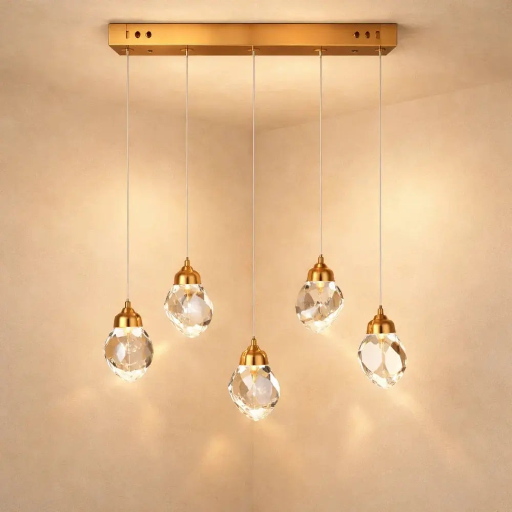 Crystal Glass Pendant Light Metal Wired Suspension | Luminous Clarity Design | Ambient Illumination for Interior Spaces