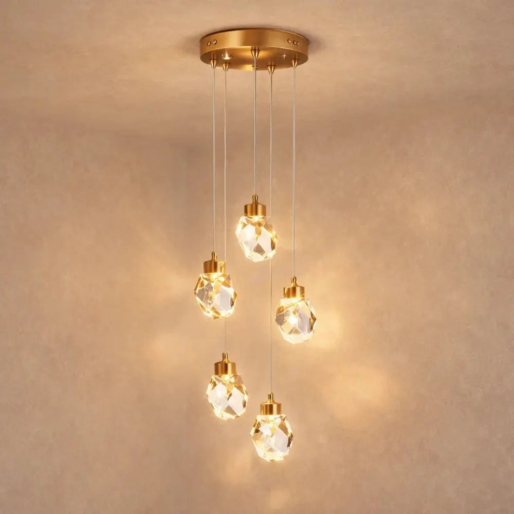 Crystal Glass Pendant Light Metal Wired Suspension | Luminous Clarity Design | Ambient Illumination for Interior Spaces