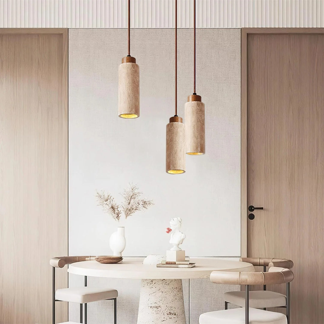 Travertine Cylinder Pendant Light