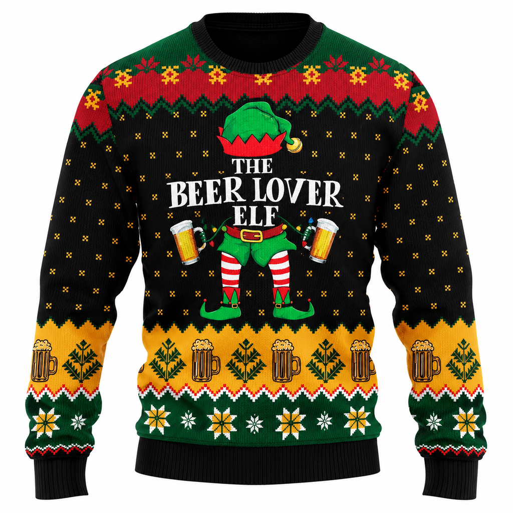 Men's Jingle Beers Christmas Sweater – Funny 3D Printed Unisex Holiday Pullover