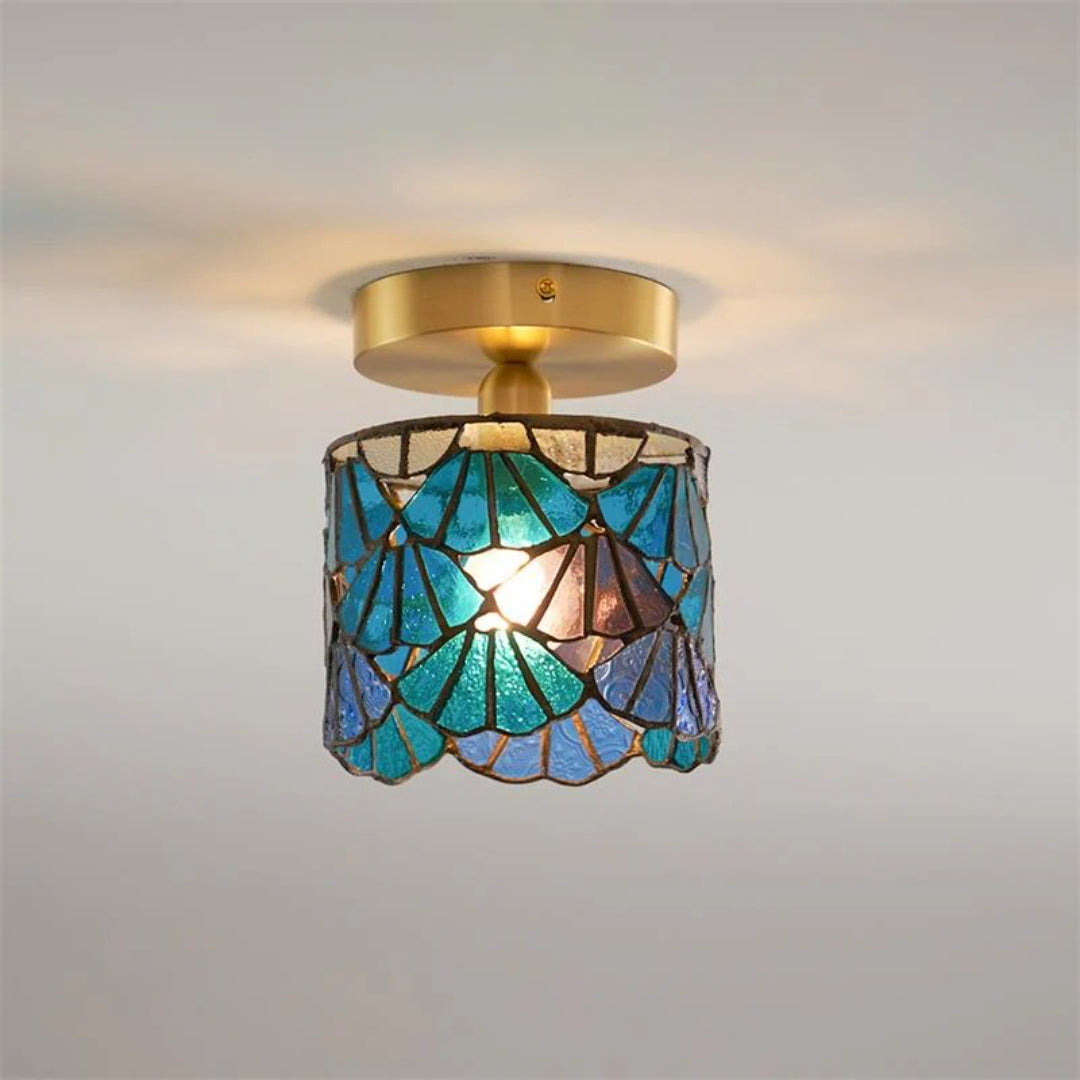 Mosaic Glass Brass Ceiling Light