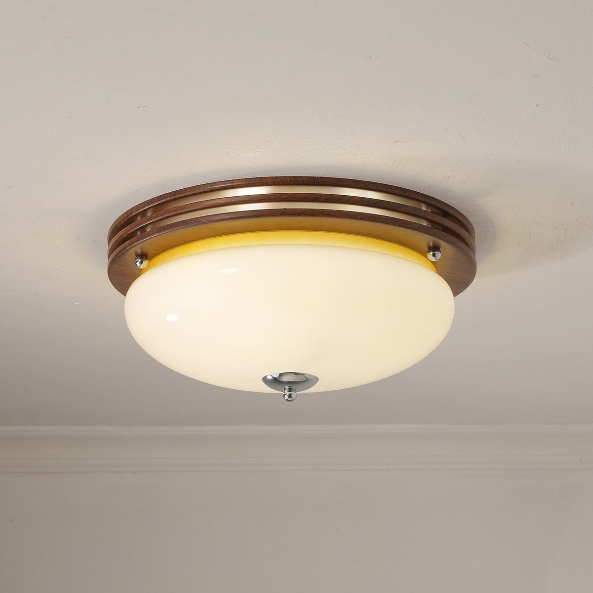 Flush Mount Ceiling Light Glass Metal Integrated LED | Three Color Temperatures | 36W Hardwired Indoor Lighting Fixture