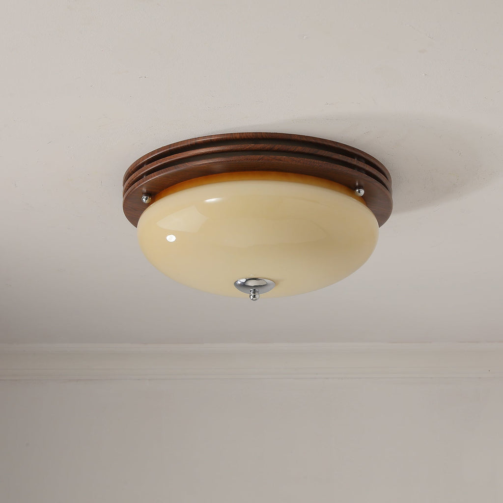 Flush Mount Ceiling Light Glass Metal Integrated LED | Three Color Temperatures | 36W Hardwired Indoor Lighting Fixture