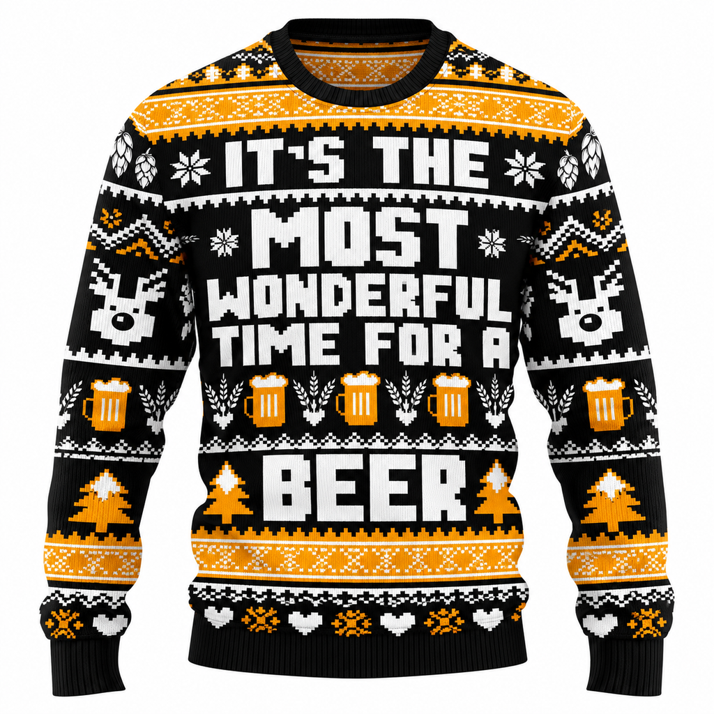 Men's Jingle Beers Christmas Sweater – Funny 3D Printed Unisex Holiday Pullover
