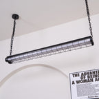 Industrial Linear Suspension Light Metal Glass | Integrated LED Ceiling Fixture | Modern Lighting for Kitchen Islands