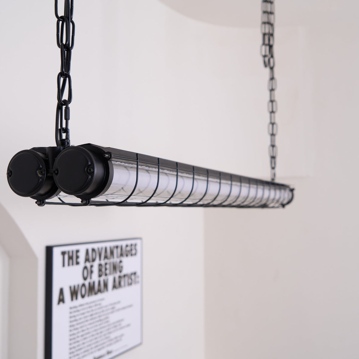 Industrial Linear Suspension Light Metal Glass | Integrated LED Ceiling Fixture | Modern Lighting for Kitchen Islands