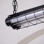 Industrial Linear Suspension Light Metal Glass | Integrated LED Ceiling Fixture | Modern Lighting for Kitchen Islands