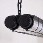 Industrial Linear Suspension Light Metal Glass | Integrated LED Ceiling Fixture | Modern Lighting for Kitchen Islands