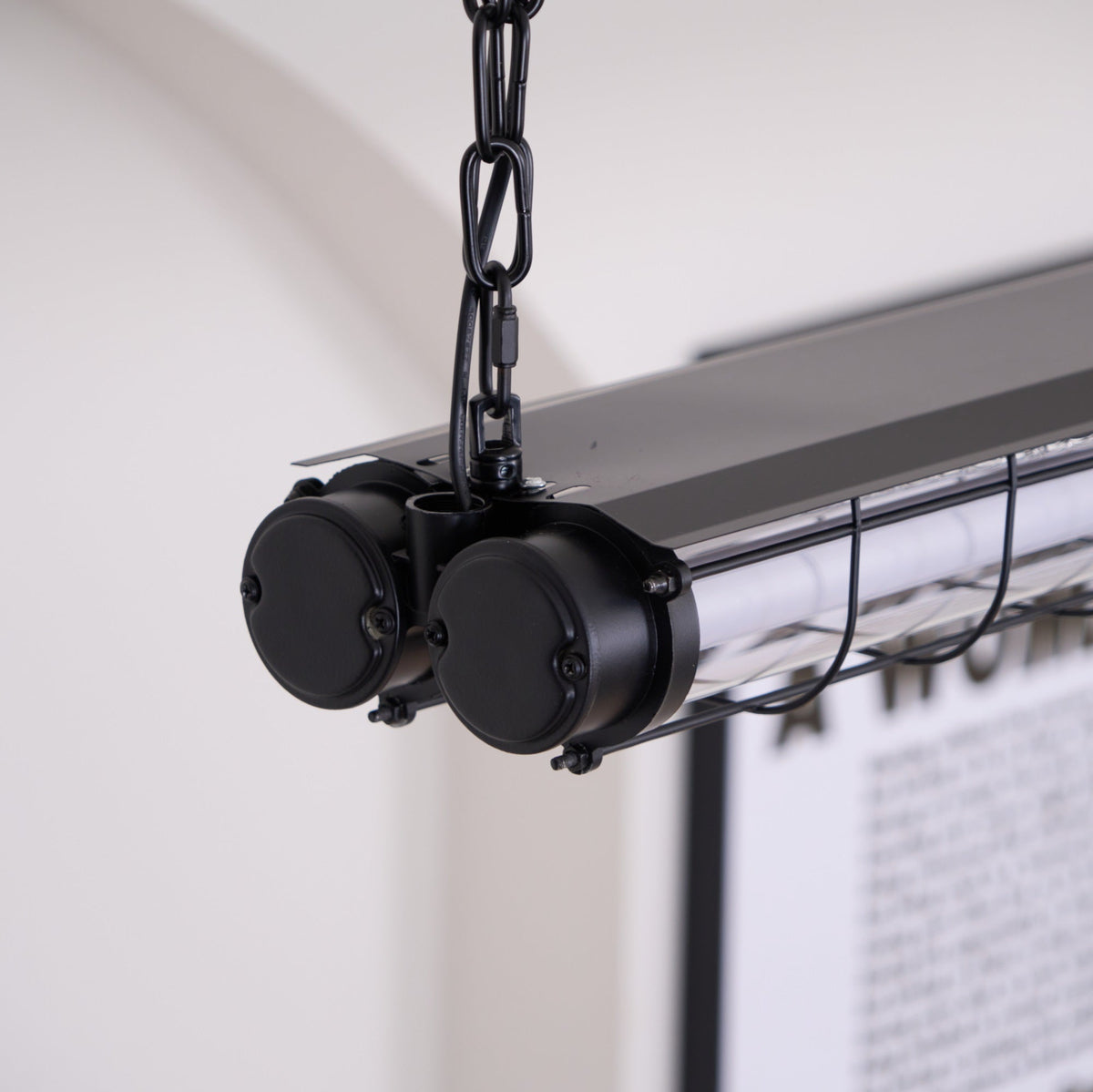 Industrial Linear Suspension Light Metal Glass | Integrated LED Ceiling Fixture | Modern Lighting for Kitchen Islands