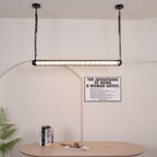 Industrial Linear Suspension Light Metal Glass | Integrated LED Ceiling Fixture | Modern Lighting for Kitchen Islands