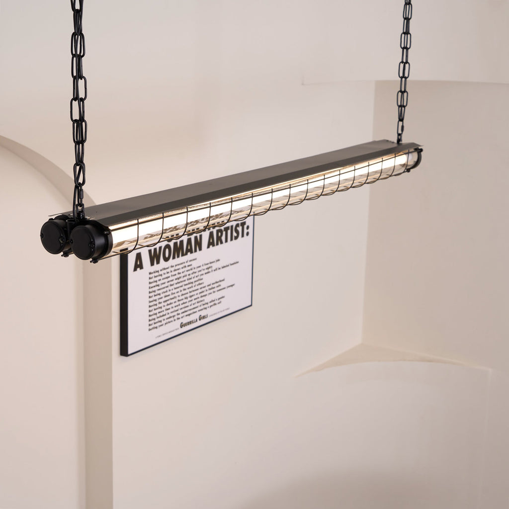 Industrial Linear Suspension Light Metal Glass | Integrated LED Ceiling Fixture | Modern Lighting for Kitchen Islands