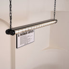Industrial Linear Suspension Light Metal Glass | Integrated LED Ceiling Fixture | Modern Lighting for Kitchen Islands