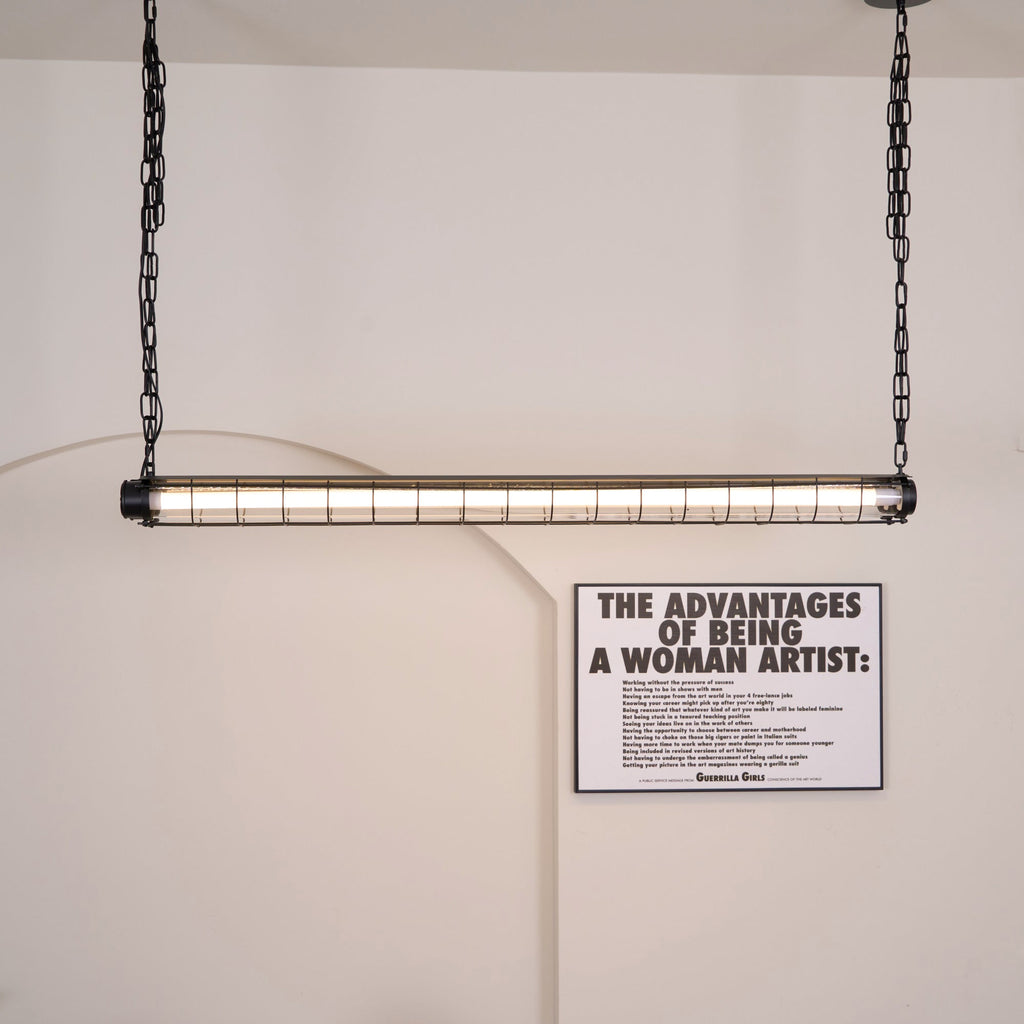 Industrial Linear Suspension Light Metal Glass | Integrated LED Ceiling Fixture | Modern Lighting for Kitchen Islands