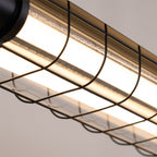 Industrial Linear Suspension Light Metal Glass | Integrated LED Ceiling Fixture | Modern Lighting for Kitchen Islands
