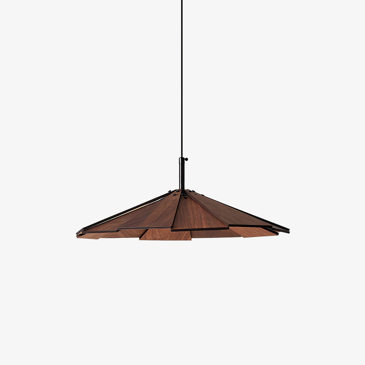 Wooden Umbrella Pendant Light Metal | Sloped Ceiling Compatible | Integrated LED with Adjustable Height Hanging Cable