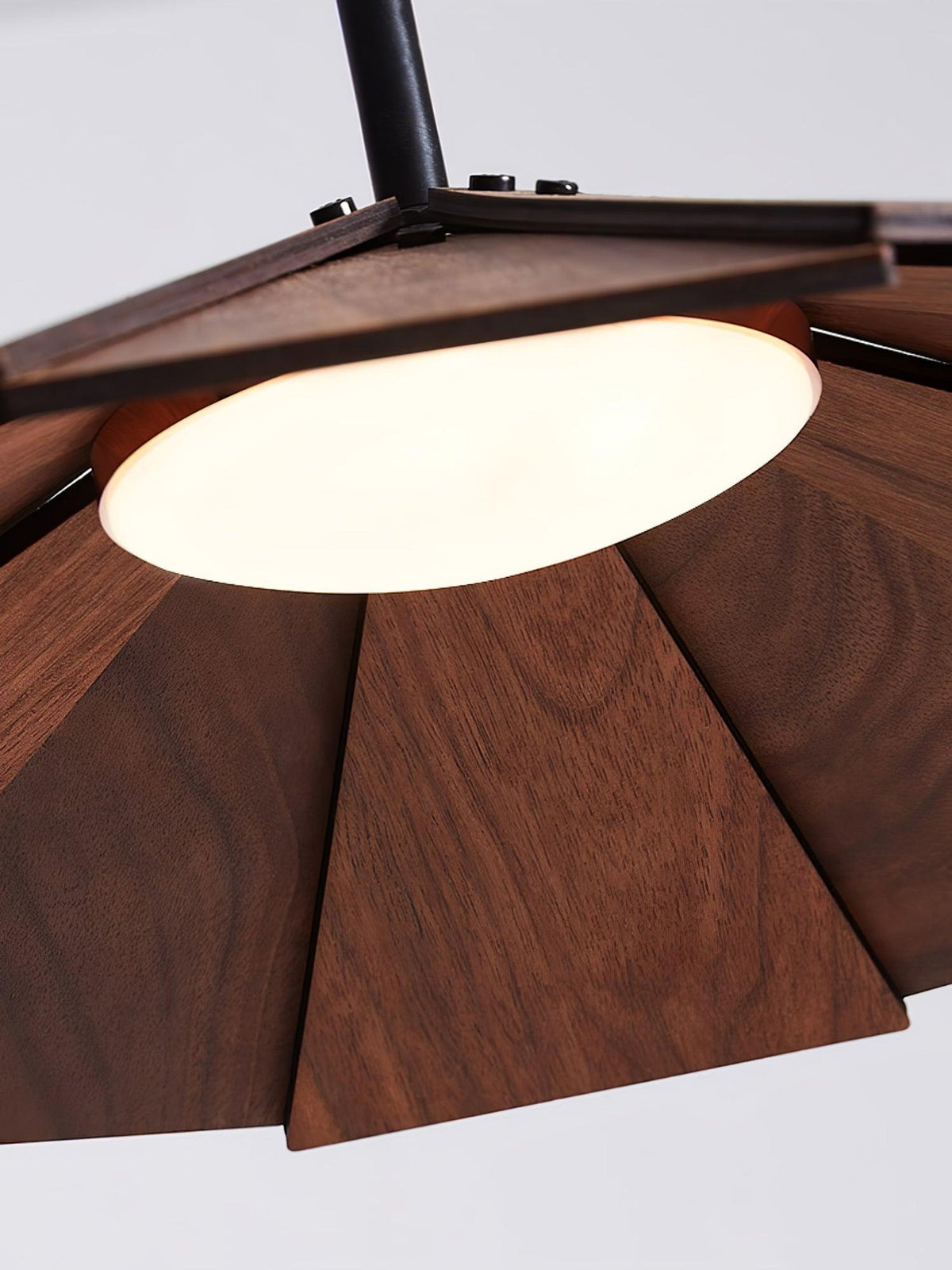 Wooden Umbrella Pendant Light Metal | Sloped Ceiling Compatible | Integrated LED with Adjustable Height Hanging Cable