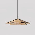 Wooden Umbrella Pendant Light Metal | Sloped Ceiling Compatible | Integrated LED with Adjustable Height Hanging Cable