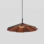 Wooden Umbrella Pendant Light Metal | Sloped Ceiling Compatible | Integrated LED with Adjustable Height Hanging Cable