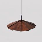 Wooden Umbrella Pendant Light Metal | Sloped Ceiling Compatible | Integrated LED with Adjustable Height Hanging Cable