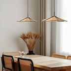 Wooden Umbrella Pendant Light Metal | Sloped Ceiling Compatible | Integrated LED with Adjustable Height Hanging Cable