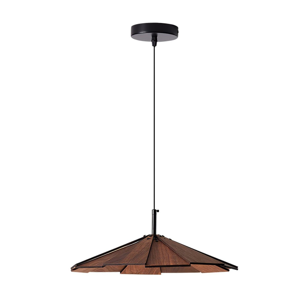 Wooden Umbrella Pendant Light Metal | Sloped Ceiling Compatible | Integrated LED with Adjustable Height Hanging Cable