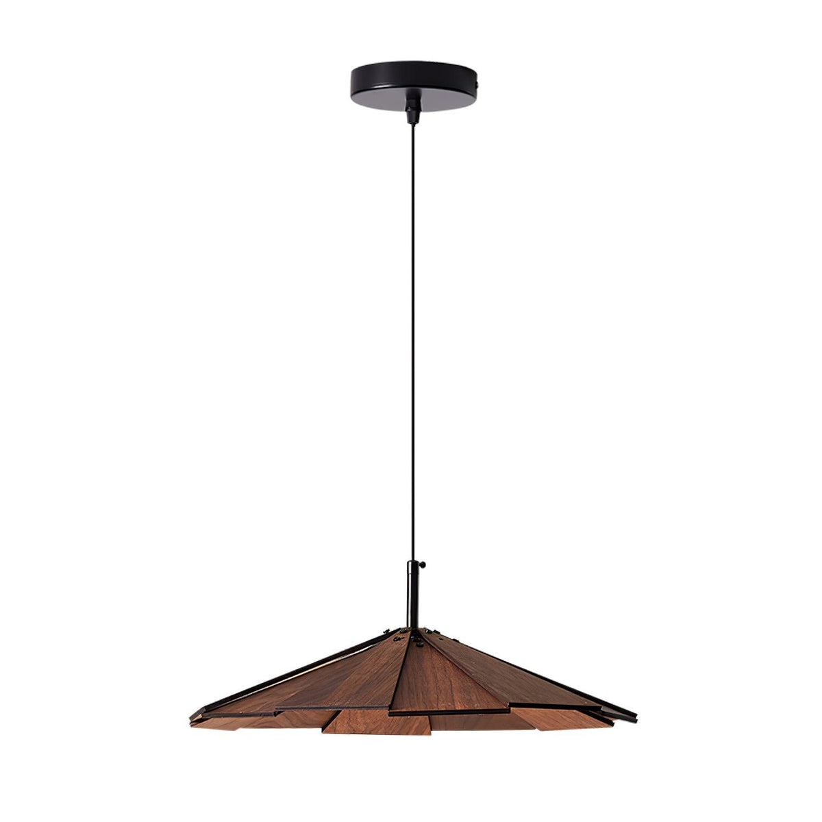 Wooden Umbrella Pendant Light Metal | Sloped Ceiling Compatible | Integrated LED with Adjustable Height Hanging Cable