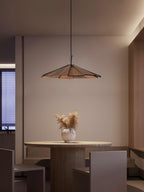 Wooden Umbrella Pendant Light Metal | Sloped Ceiling Compatible | Integrated LED with Adjustable Height Hanging Cable