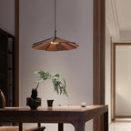 Wooden Umbrella Pendant Light Metal | Sloped Ceiling Compatible | Integrated LED with Adjustable Height Hanging Cable