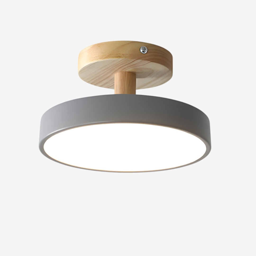 Green Ceiling Lamp – Modern Minimalist Design With Wood And Gold Accents