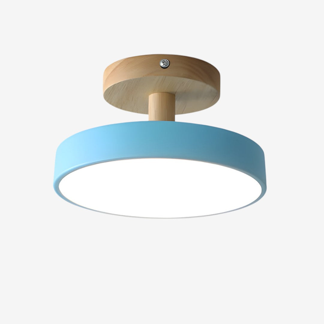 Green Ceiling Lamp – Modern Minimalist Design With Wood And Gold Accents