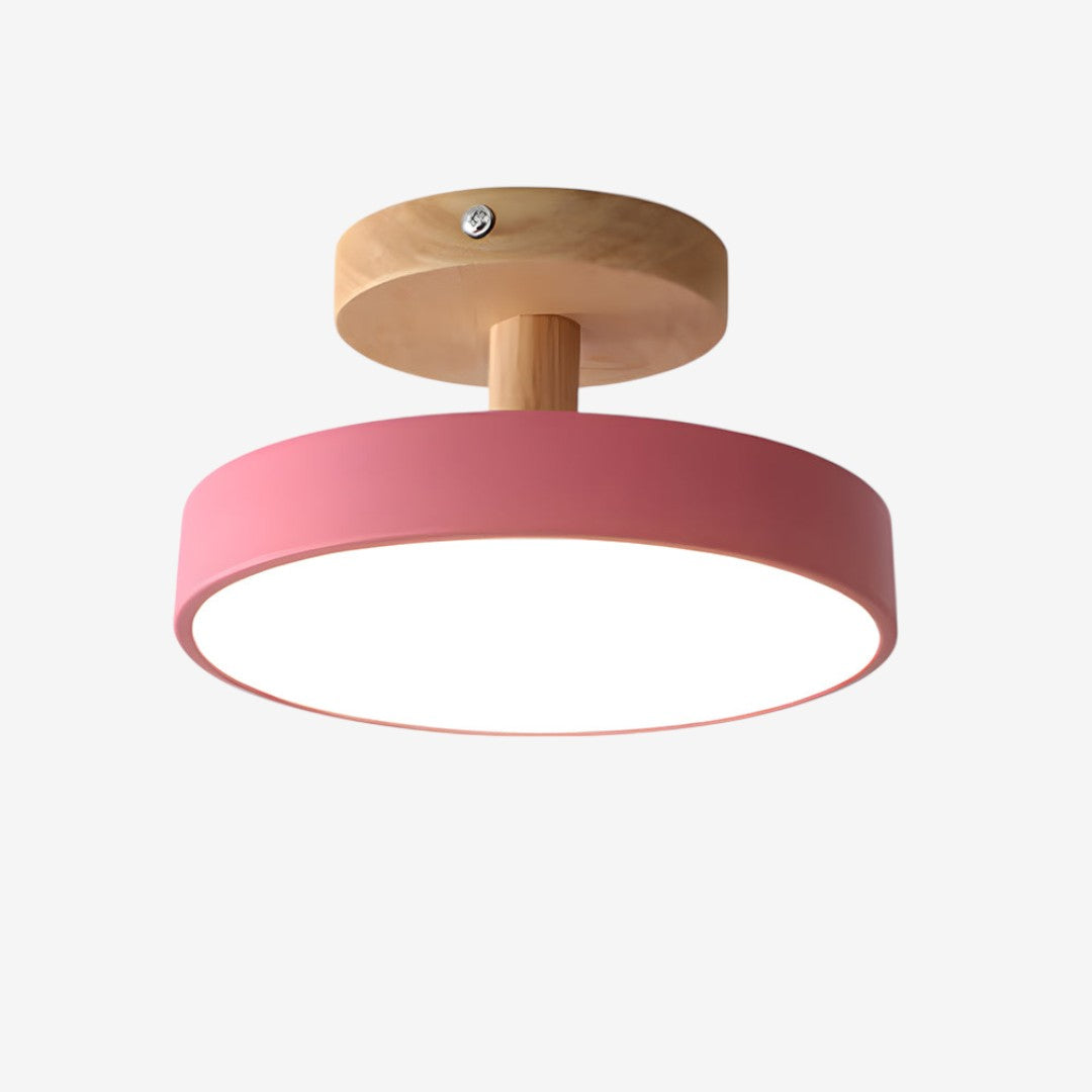 Green Ceiling Lamp – Modern Minimalist Design With Wood And Gold Accents