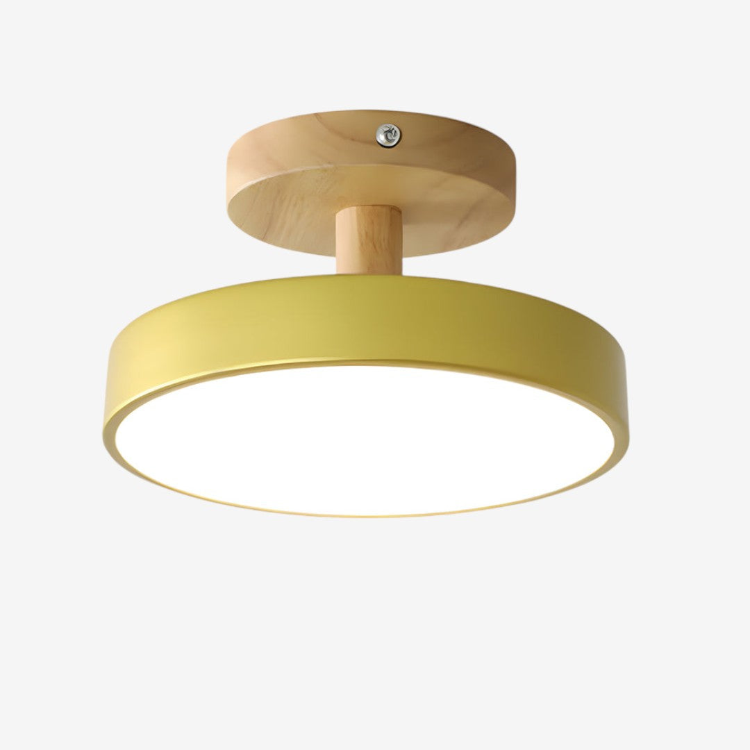 Green Ceiling Lamp – Modern Minimalist Design With Wood And Gold Accents