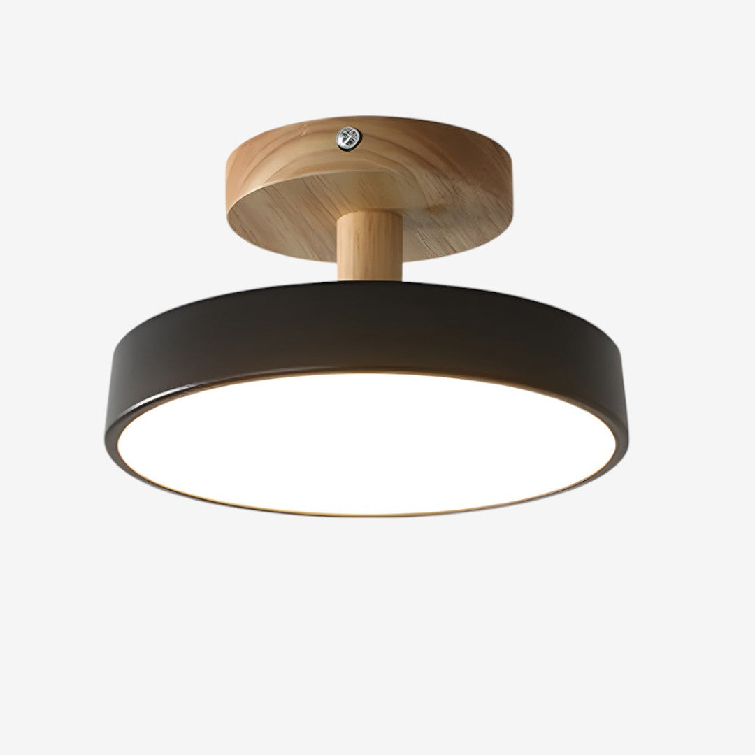 Green Ceiling Lamp – Modern Minimalist Design With Wood And Gold Accents
