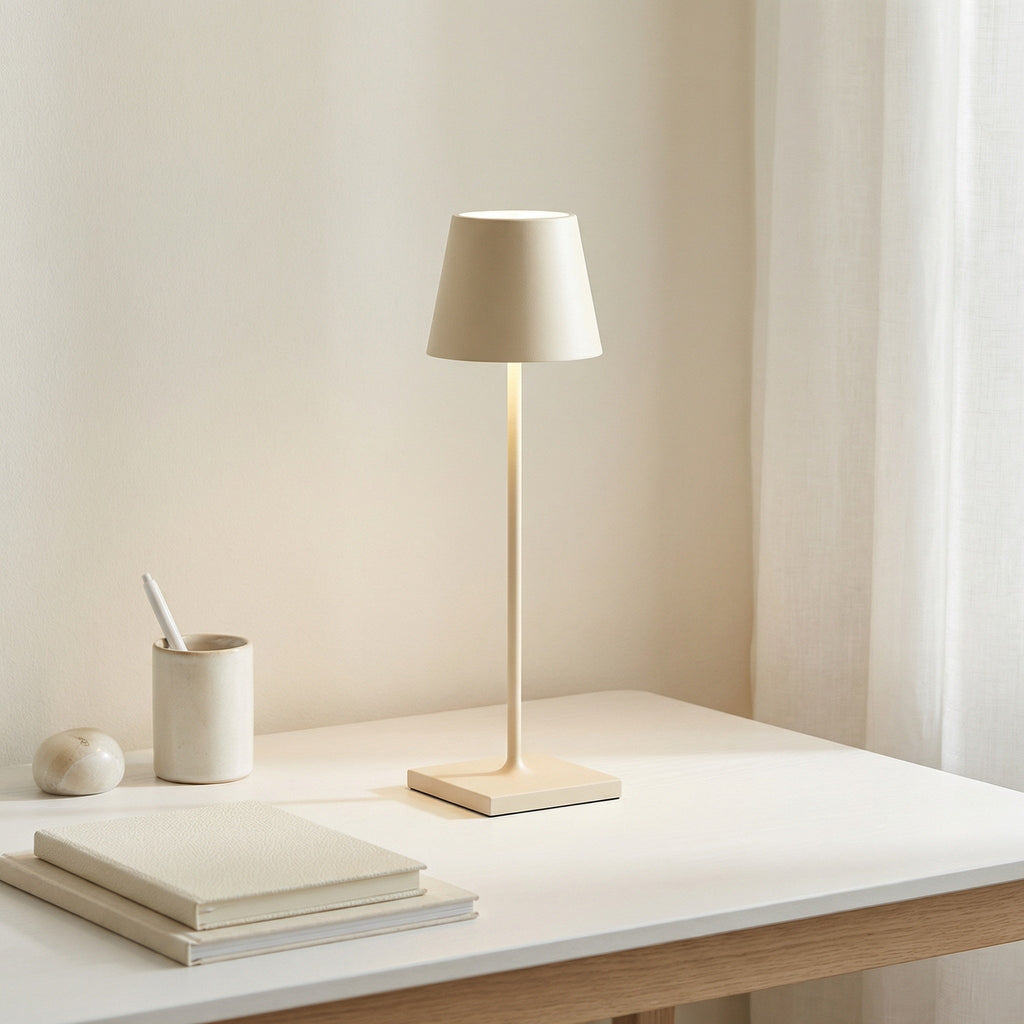 LED Table Lamp Aluminum Rechargeable Cordless Design | 12-Hour Battery Life | Dimmable Modern Portable Lighting Solution