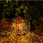 Solar Garden Lantern Antique Globe | Hollow Pattern Design | Wireless Solar Powered Outdoor Decorative Illumination