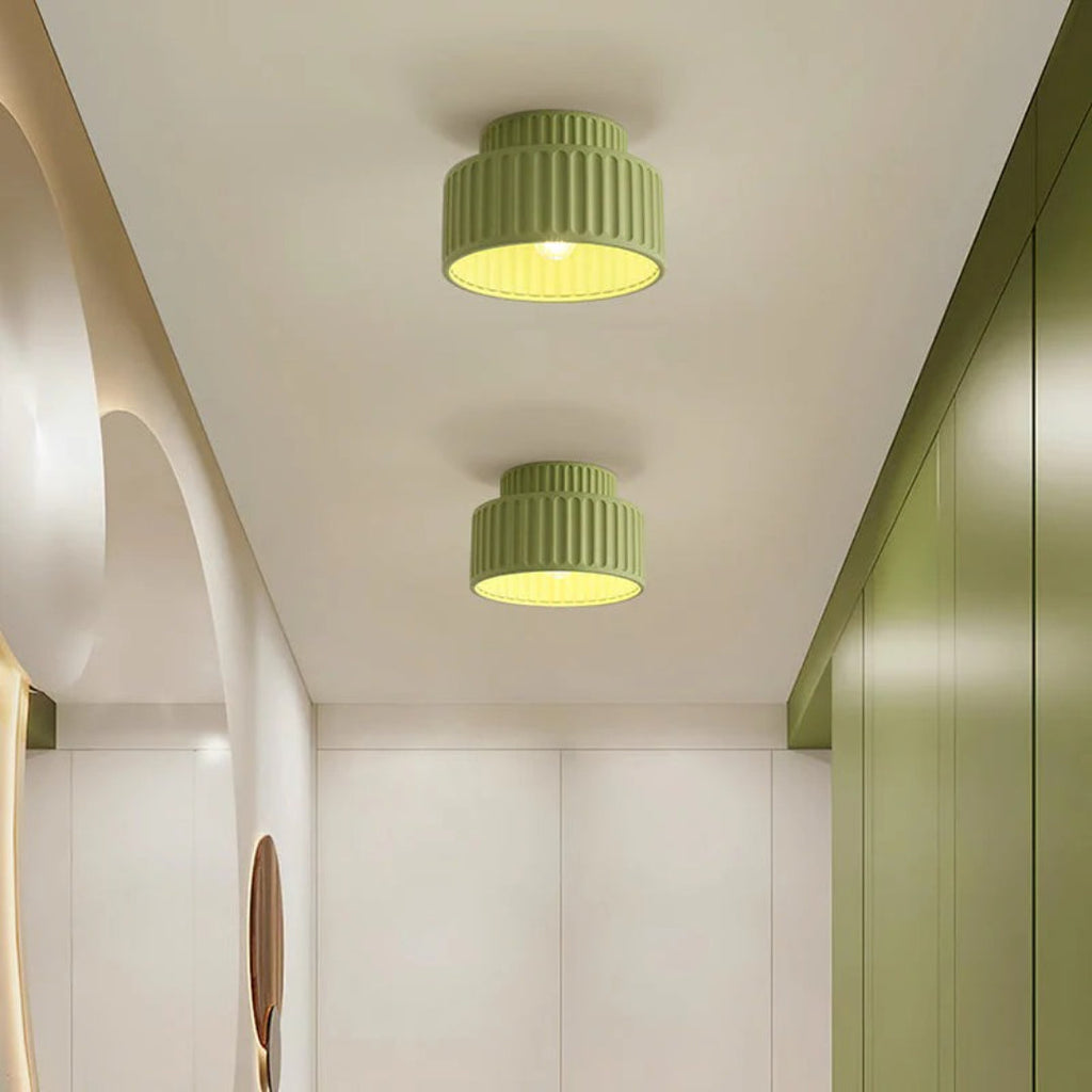 Minimalist Ribbed Ceramic Ceiling Light
